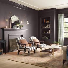 Transitional Living Room Painted Darkroom by HGTV Home by Sherwin-Williams