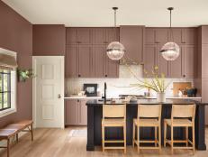 Neutral Transitional Kitchen With Brown Cabinets