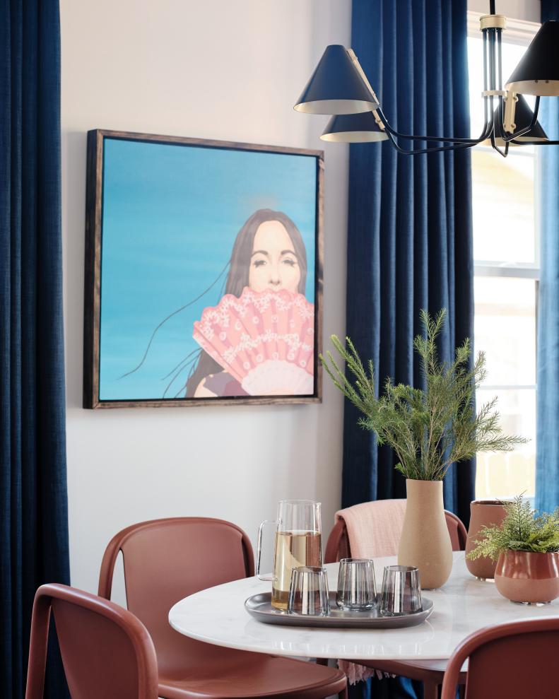 Interior designer Brian Patrick Flynn commissioned this custom painting from singer Kacey Musgraves’s mother, inspired by one of the singer’s album covers.