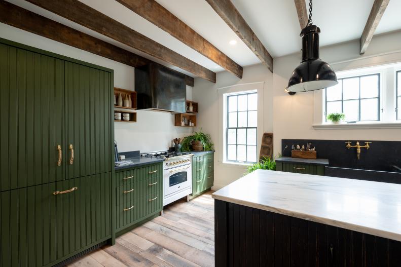 The kitchen in the newly renovated Knight farmhouse, as seen on Farmhouse Fixer.