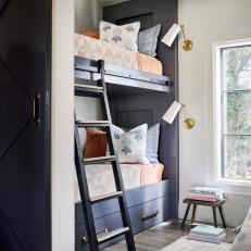 Sophisticated Bunk Room With Rolling Ladder