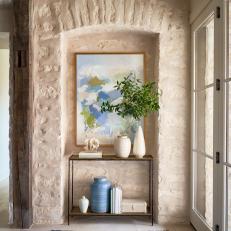 Limestone Entryway With Arched Details