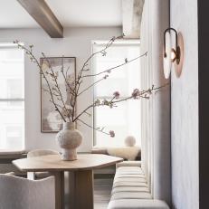 Neutral Dining Room With Fluted Banquette