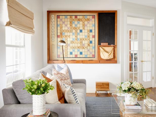 Game Room With Scrabble Wall Decor