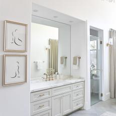 White Transitional Spa Bathroom With Sketches