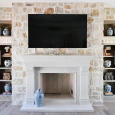 Stone Fireplace and Cubbies