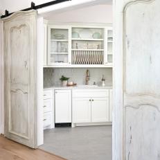 Butler's Pantry With Antique Barn Doors