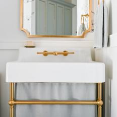 Traditional Powder Room With Brass Towel Ring