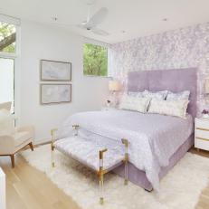 Purple Primary Bedroom With Alpaca Rug