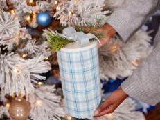 Start saving those empty dry-good containers now to upcycle into festive fabric-clad packages that can be used again and again.