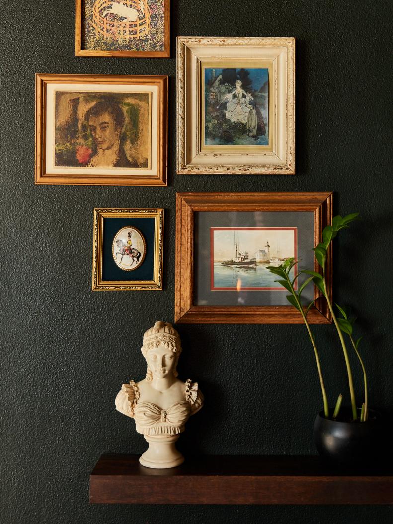Vintage Frames, Old Artwork Displayed in Gallery Wall
