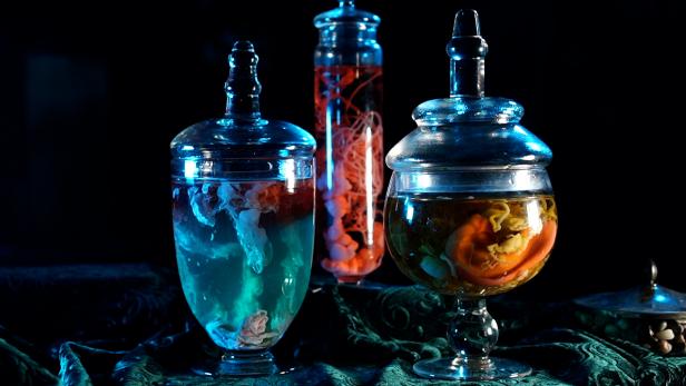 Realistic Specimen Jars With Colorful Water and Organ-Like Insides