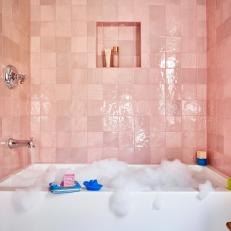 Pink Bathroom With Unicorn Towel