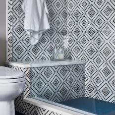 Black and White Shower With Diamond Pattern