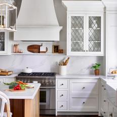 White Transitional Chef Kitchen With Radishes