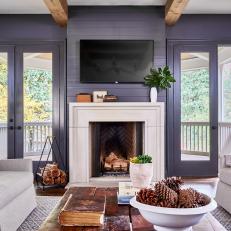 Transitional Living Room With Pinecones