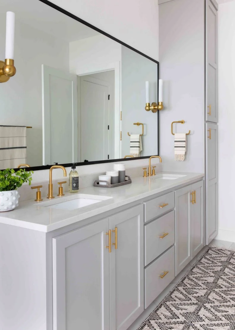 Gray Bathroom With Runner