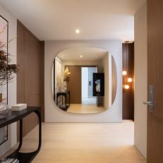 Brown Contemporary Foyer With Mirror
