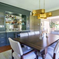 Contemporary Dining Room With Gray Bar