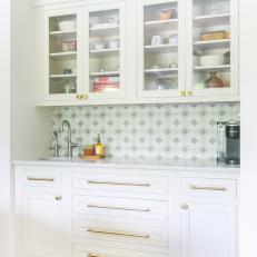 White Kitchen Wall With Glass Cabinets