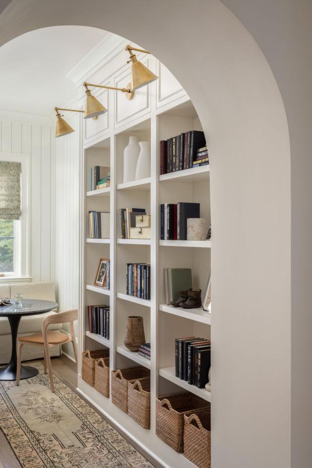 White Bookshelves And Brass Lights HGTV   1673377022367 