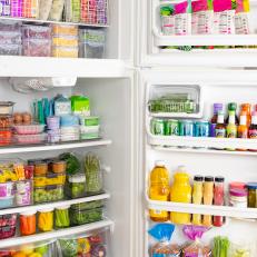 Neat and Clean Fridge With Storage Containers