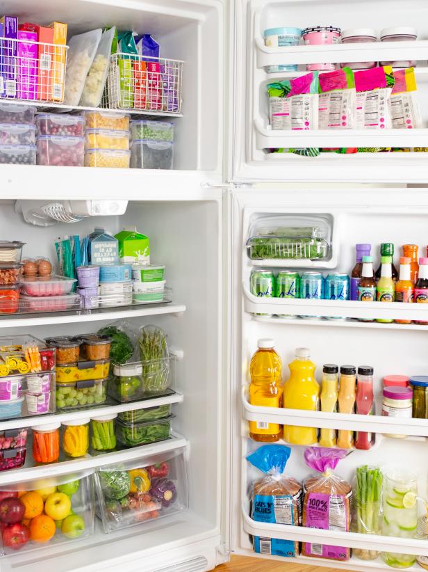 Organized Refrigerator With Clear Storage Containers