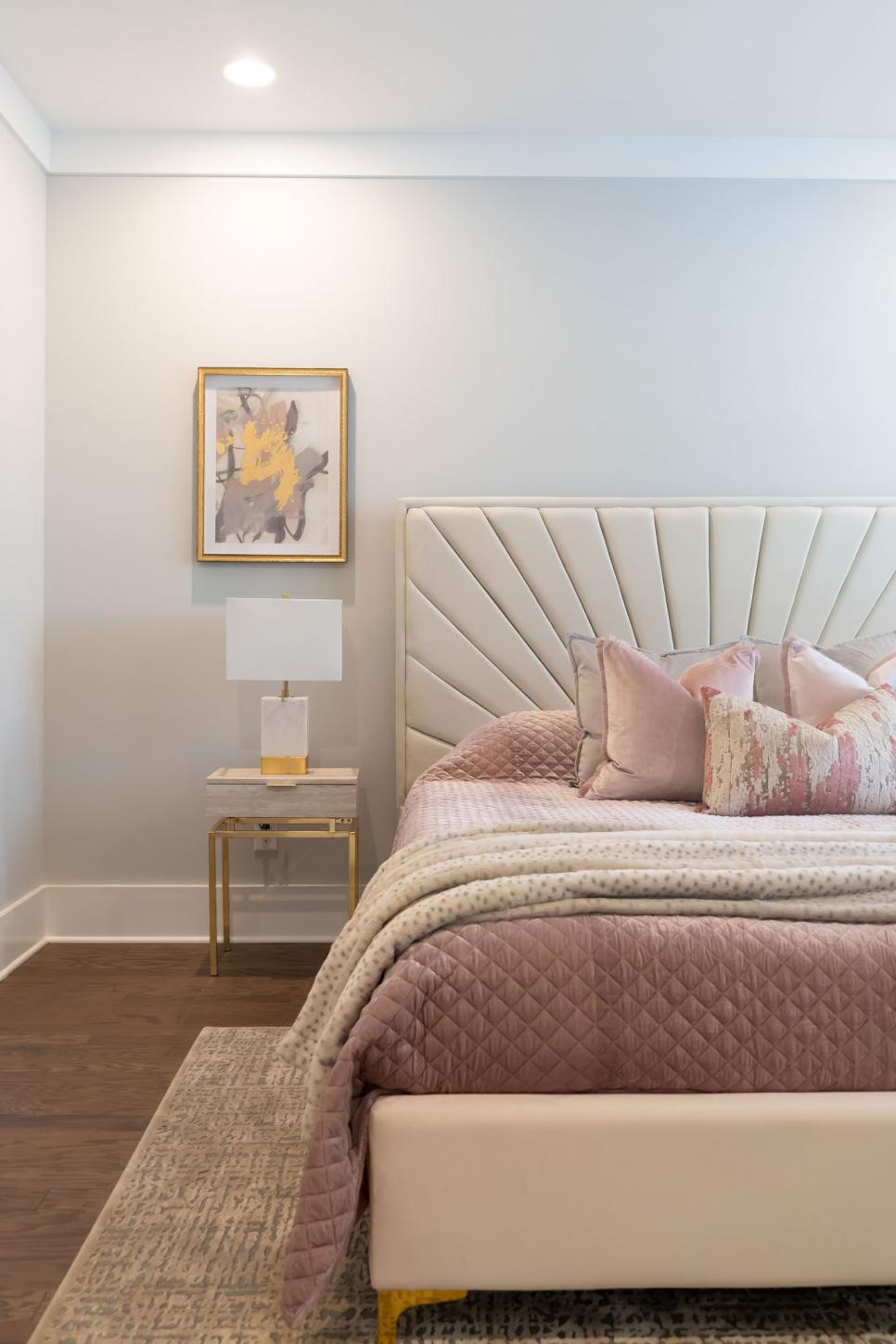 Blush Bedding in Luxurious Neutral Guest Bedroom HGTV