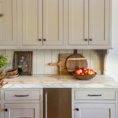 Neutral Transitional Kitchen With Red Apples