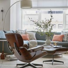 Neutral Midcentury Modern Living Room With Eames Chair
