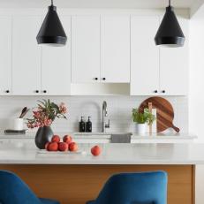 Black and White Kitchen With Peaches