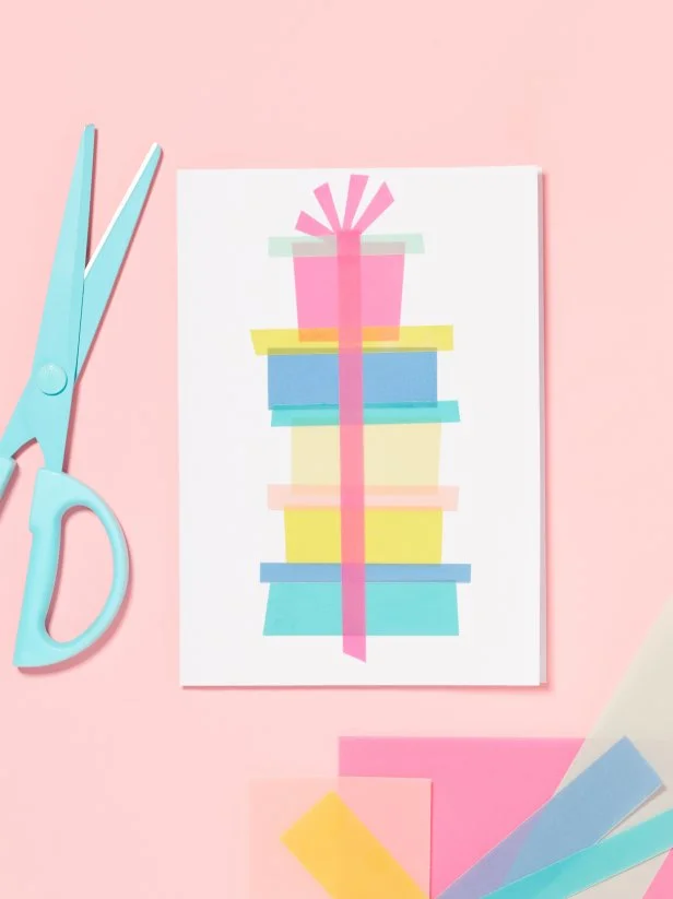Colorful Stacked Gifts DIY Christmas Card