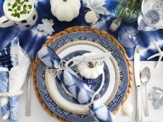 Table Setting In Blue and Silver Palette