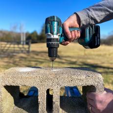 Drilling Through a Cinderblock With a Makita Hammer Drill