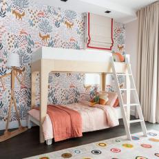 Multicolored Contemporary Kid's Room With Floor Lamp