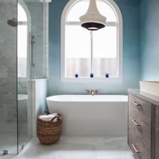 Blue Bathroom With Ombre Walls