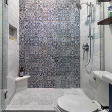 Walk In Shower With Tiled Accent Wall