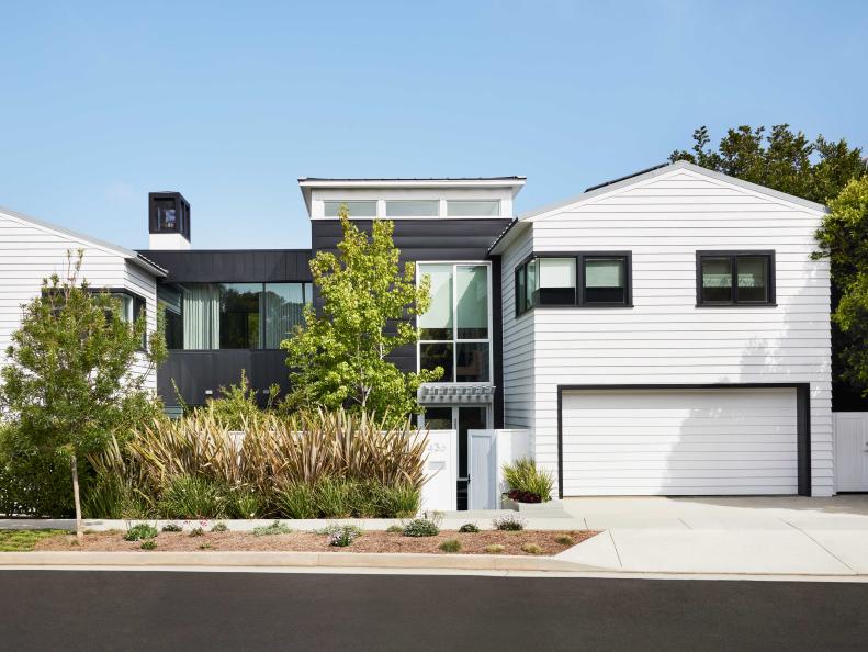 Sleek Home Exterior With Black and White Siding