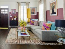Purple Living Room With Painted Walls