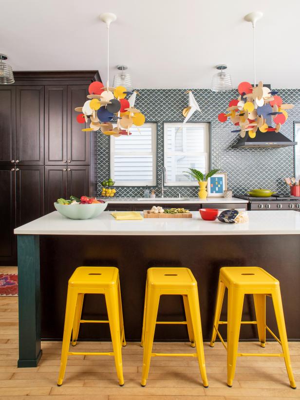 Eclectic Kitchen With Colorful, Modern Accents