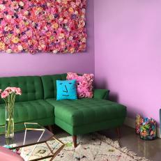 Eclectic and Bold Purple Living Room