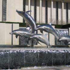 Water Fountain With Dolphin Statues
