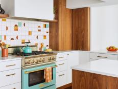 Midcentury Modern Kitchen With Mosaic Tiles