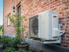 Air to air heat pump for cooling or heating the home. Outdoor unit powered by renewable energy.
