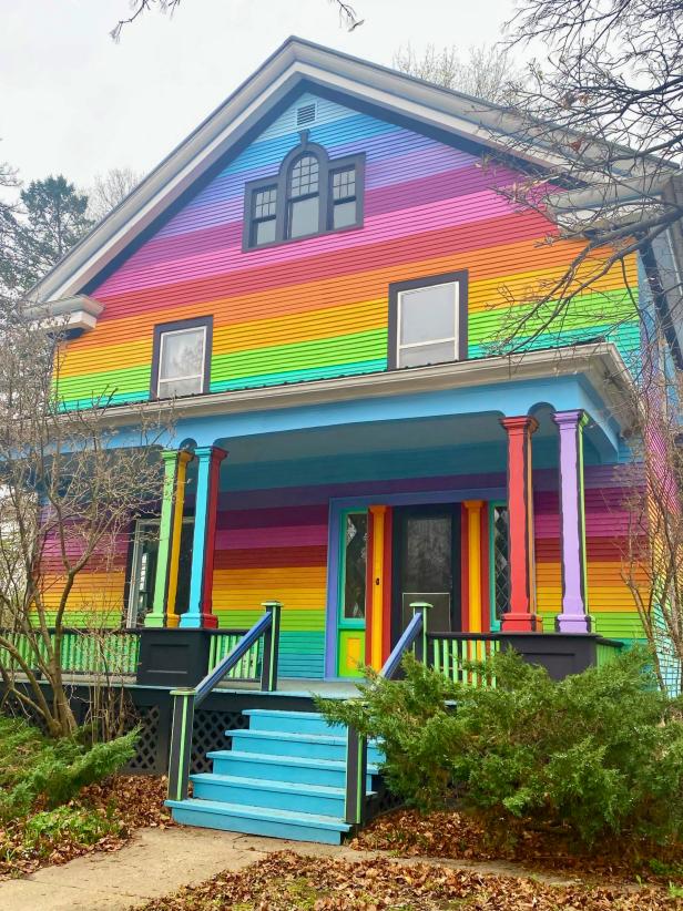Colorful House Exterior With Rainbow Siding