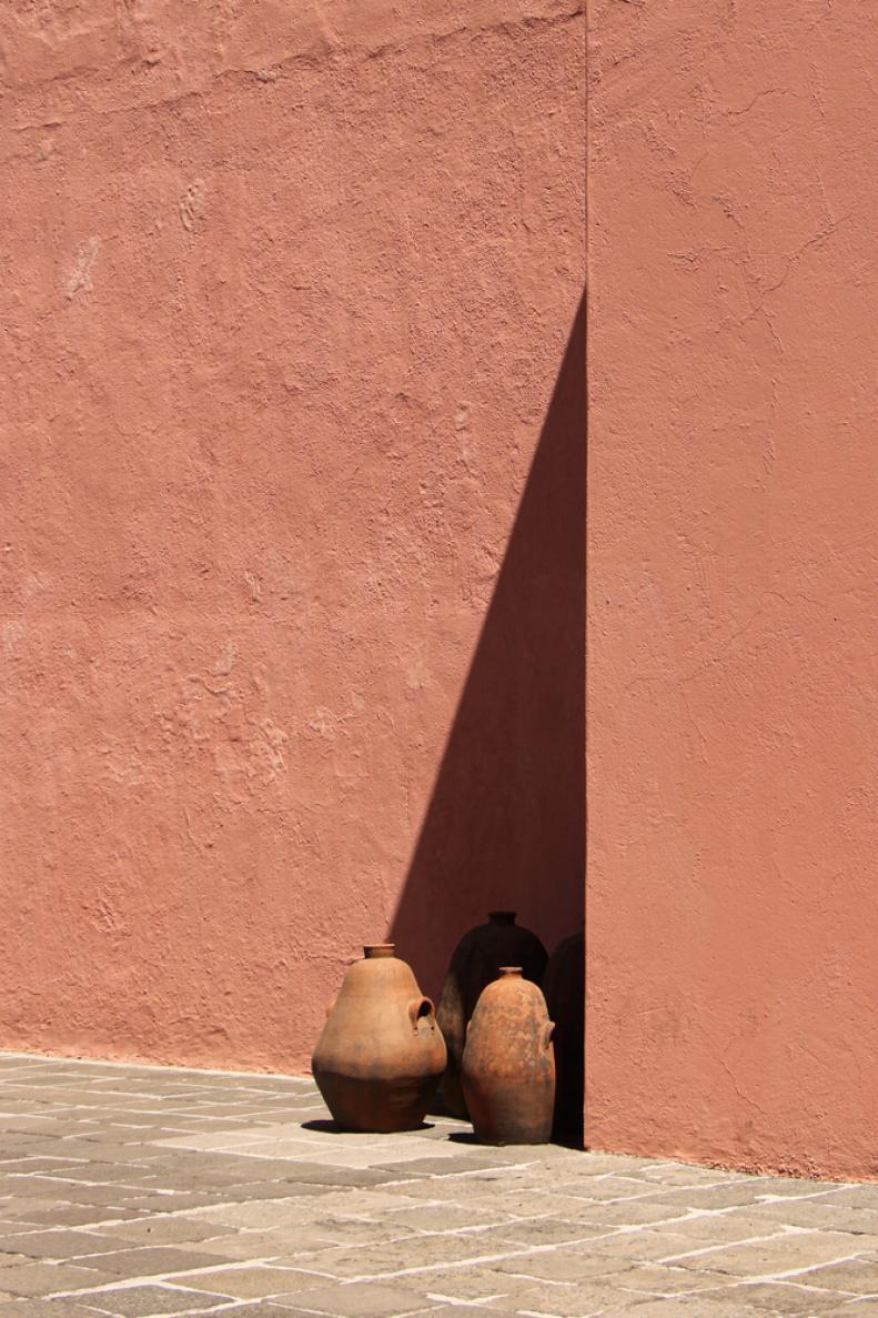 Mexico City, Mexico - 3rd October, 2021: Detail of the Pink House Casa Pedregal (Prieto-Lopez), from the famous Mexican architect Luis Barragan, in Jardines del Pedregal, CDMX