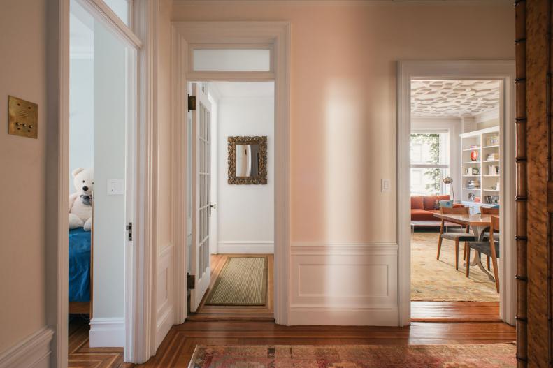 Original Prewar Moldings and Hardware in Hall