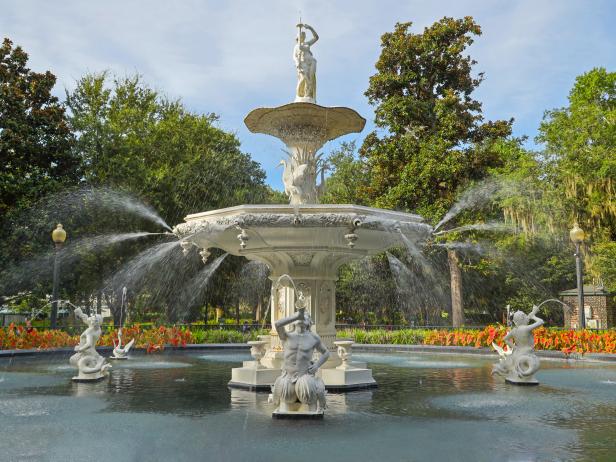 This landmark fountain is part of HGTV Magazine's travel guide to Savannah.