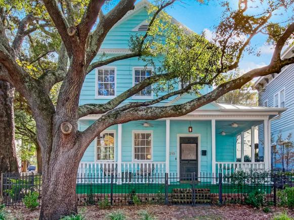 This bright blue home in a historic district was featured in HGTV Magazine's travel guide to Savannah.