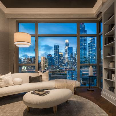Contemporary Sitting Area With Skyline View